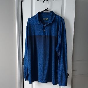 PGA Tour Men's Two-Tone Blue Long Sleeve Polo Xl